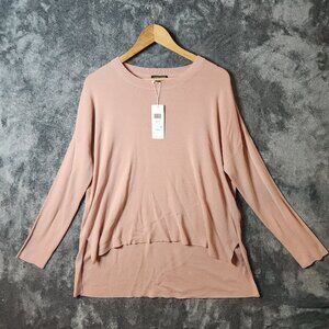 NEW $278 EILEEN FISHER Medium Pink Blush Sweater Top High Low Tencel Soft Casual
